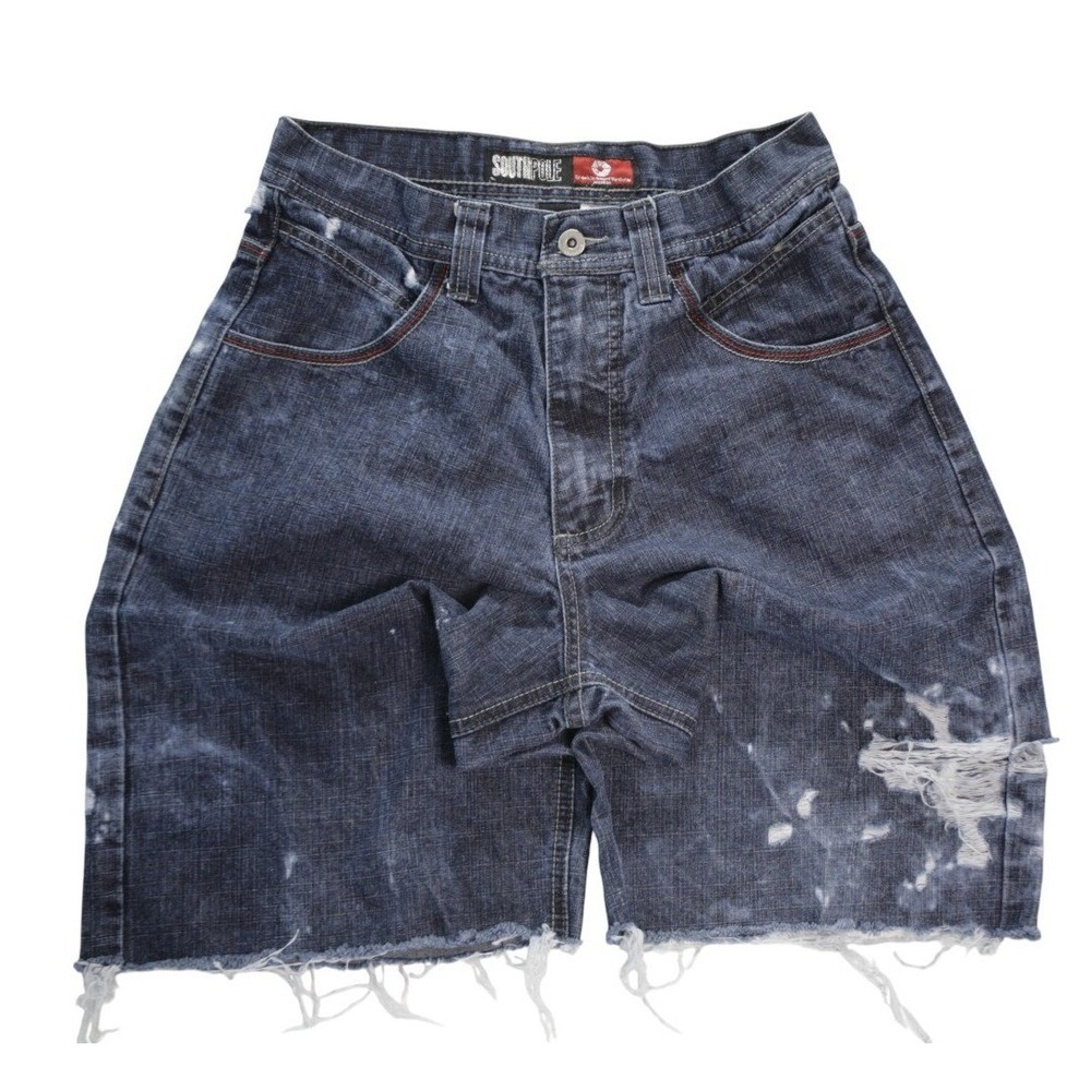 VTG Y2K Southpole Mens Jorts Sz 30 Distressed Denim Shorts Baggy Skater VTG Blue